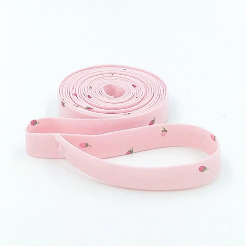 Double Fold Bias Tape 1/2'' To Grandmothers House Strawberries Pink Bias Binding