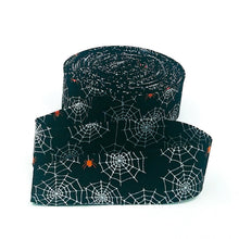 Load image into Gallery viewer, Quilt Binding Beggar's Night Spiderwebs Glow-In-The-Dark Black 1 1/4" Single Fold Binding Sandy Gervais
