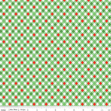 Load image into Gallery viewer, Jingle Bells Plaid Gingam Green Red Half Yard Fabric
