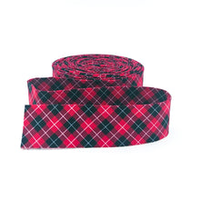 Load image into Gallery viewer, Quilt Binding Woodsman Plaid Red Black  1 1/4" Single Fold Binding Christmas
