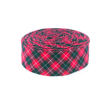 Load image into Gallery viewer, Quilt Binding Woodsman Plaid Red Black  1 1/4" Single Fold Binding Christmas
