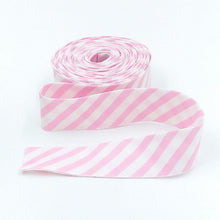 Load image into Gallery viewer, 1 1/4" Bias Quilt Binding 1/4" Stripe Pink White Single Fold Quilt Binding Candy Striped
