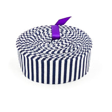 Load image into Gallery viewer, Quilt Binding Navy Blue and White 1/8'' Stripe 1 1/4" Single Fold Binding
