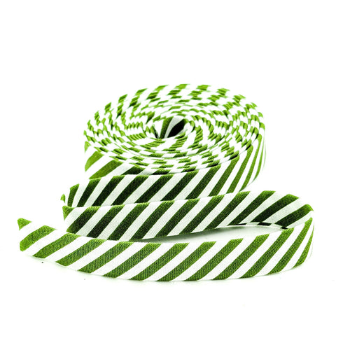 Double Fold Bias Tape Clover Green & White Stripe Bias Binding