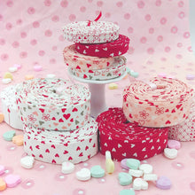 Load image into Gallery viewer, My Valentine Heart Toss White Fabric Half Yards
