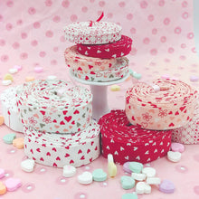 Load image into Gallery viewer, My Valentine Heart Toss White Fabric Half Yards

