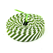 Load image into Gallery viewer, Double Fold Bias Tape Clover Green &amp; White Stripe Bias Binding
