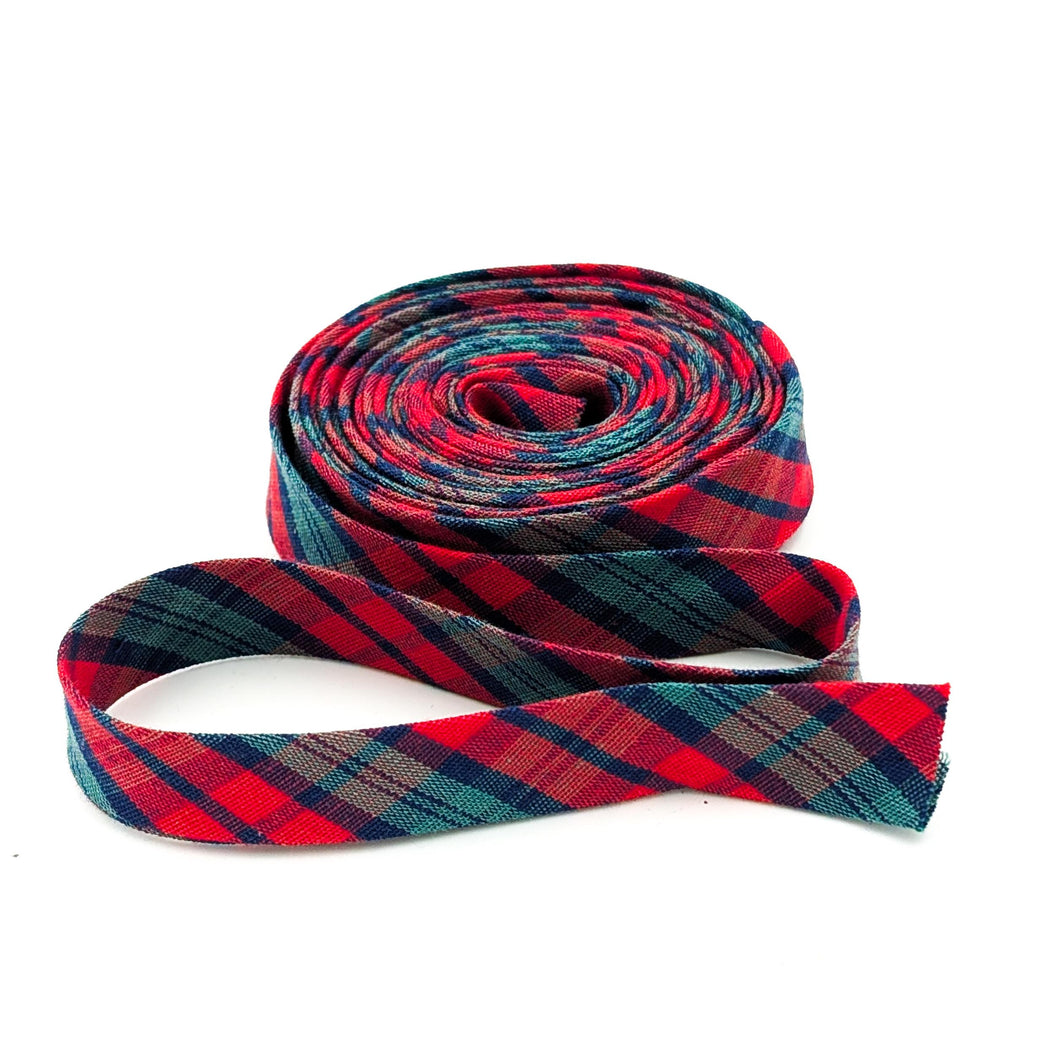 Double Fold Bias Tape 1/2'' Christmas Plaid Red Green Bias Binding