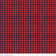Load image into Gallery viewer, Love You S&#39;more Gingham Red/Navy Blue Fabric Half Yards
