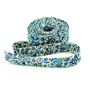 1/2'' Double Fold Bias Tape Liberty of London Tana Lawn Katie & Millie Blue/Cream 3 Yards
