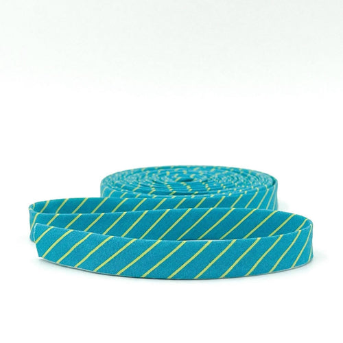 Double Fold Bias Tape 1/2'' True Colors Tiny Stripes Songbird Teal Tula Pink Bias Binding