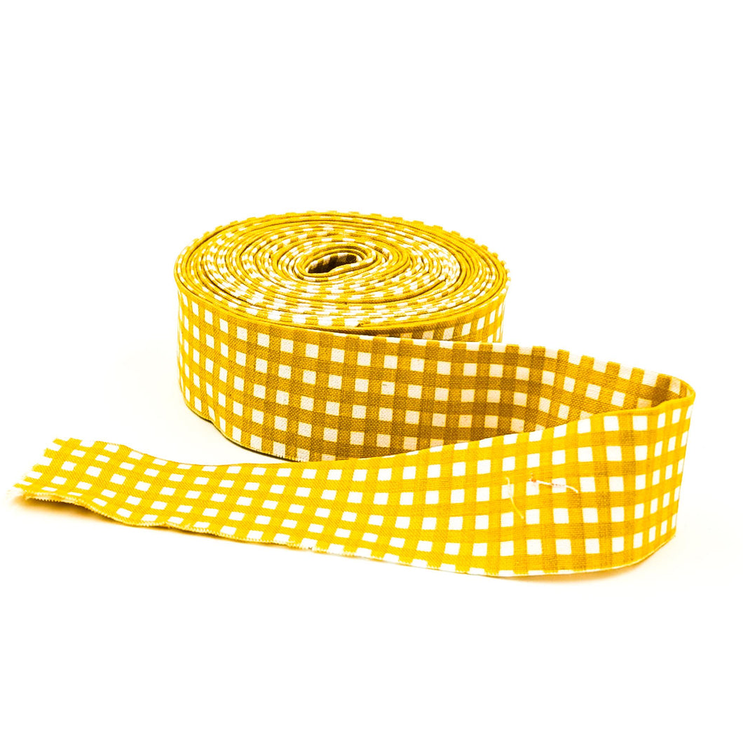 Quilt Binding Mustard and White 1/8'' Checked Single Fold 1 1/4" Quilt Binding Yellow