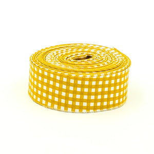 Quilt Binding Mustard and White 1/8&#39;&#39; Checked Single Fold 1 1/4&quot; Quilt Binding Yellow