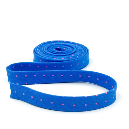 Double Fold Bias Tape 1/2'' True Colors Tiny Dots Sky Blue Tula Pink Bias Binding