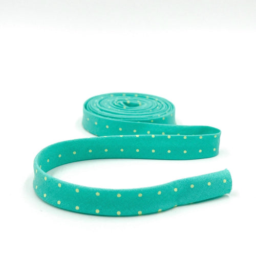 Double Fold Bias Tape 1/2'' True Colors Tiny Dots Peacock Green Tula Pink Bias Binding