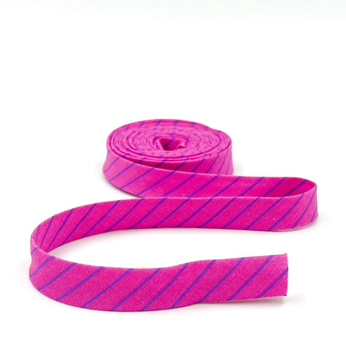 Double Fold Bias Tape 1/2'' True Colors Tiny Stripes Mystic Purple Tula Pink Bias Binding