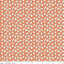 Load image into Gallery viewer, Spooky Schoolhouse Ghosts Orange Half Yards Fabric
