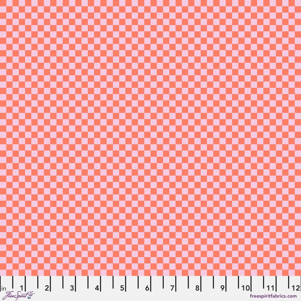 Tula Pink Untamed Check Please Lunar NEON Orange/ Lavender Fabric Half Yard