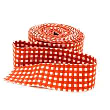 Load image into Gallery viewer, Quilt Binding Autumn and White 1/8'' Checked Single Fold 1 1/4" Quilt Binding Orange
