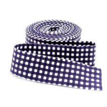 Load image into Gallery viewer, Quilt Binding Eggplant and White 1/8'' Checked Single Fold 1 1/4" Quilt Binding Purple
