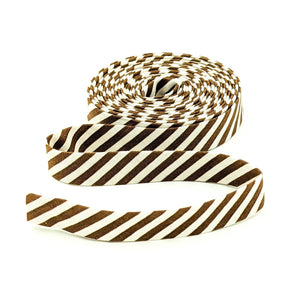 Double Fold Bias Tape Teddybear Brown & Cream 1/2&quot; Wide Stripe Bias Binding