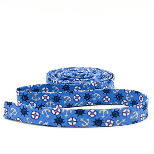 Double Fold Bias Tape 1/2'' Yacht Club Anchors Blue Bias Binding Amanda Niederhauser