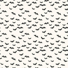 Load image into Gallery viewer, Bad to the Bone Bats White Black Riley Blake Designs Half Yards
