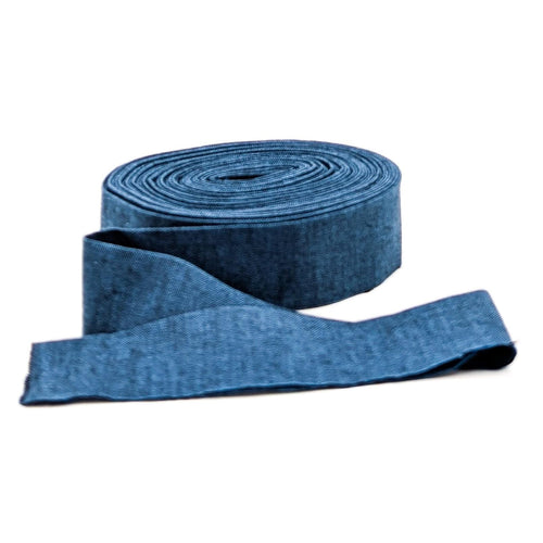 Quilt Binding Cotton/ Bamboo Rayon Chambray Nocturn Stardust Medium Blue Fableism Soft Quilt Binding