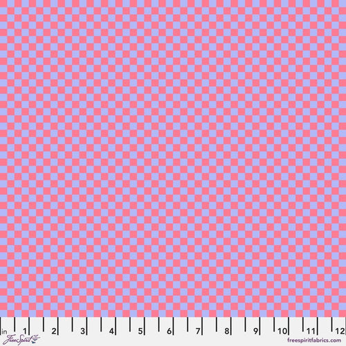 Tula Pink Untamed Check Please Nova NEON Red/ Light Blue Fabric Half Yard