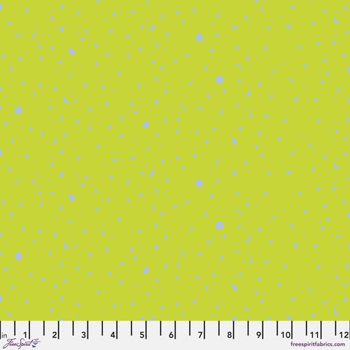 Tula Pink True Colors Space Sprinkles Lightning Bug Lime Green / Periwinkle Blue Fabric Half Yards 2025