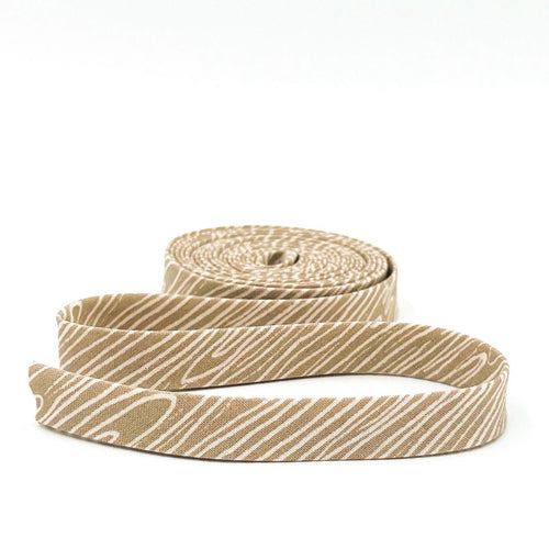 1/2'' Double Fold Bias Tape Pine Grove Woodgrain Tan Bias Binding