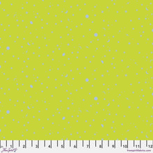 Load image into Gallery viewer, Tula Pink True Colors Space Sprinkles Lightning Bug Lime Green / Periwinkle Blue Fabric Half Yards 2025
