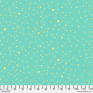 Tula Pink Space Sprinkles Seaglass Green / Yellow Half Yard Fabric By The Yard