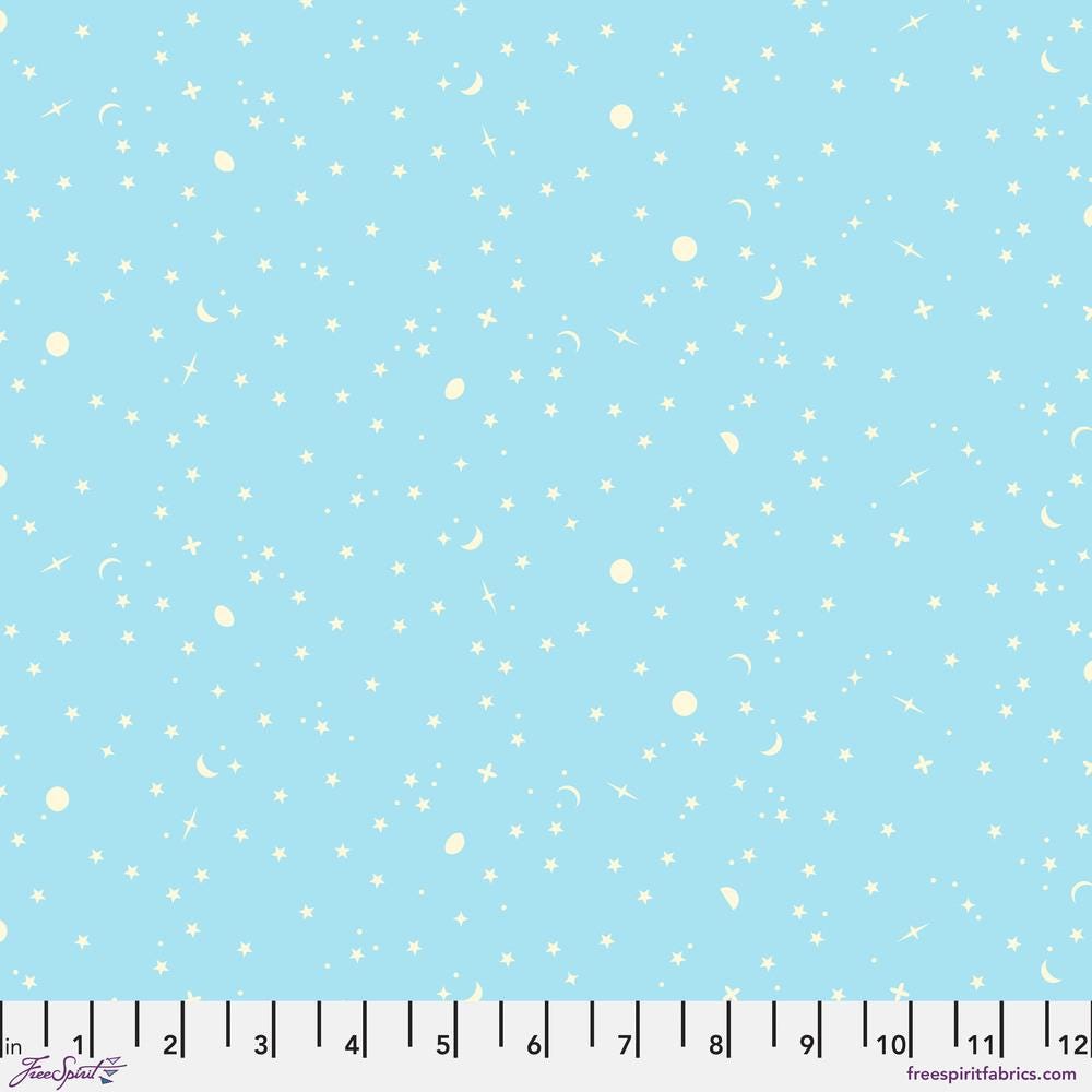 Tula Pink Space Sprinkles Waterfall Blue / Cream Half Yard Fabric By The Yard