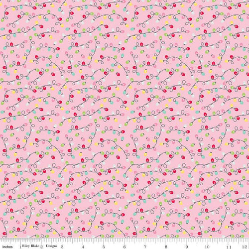 Gingerbread Kisses Lights Pink Doodlebug Design Inc. Half Yard Fabric
