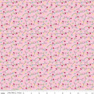 Gingerbread Kisses Lights Pink Doodlebug Design Inc. Half Yard Fabric