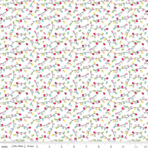 Gingerbread Kisses Lights White Doodlebug Design Inc. Half Yard Fabric