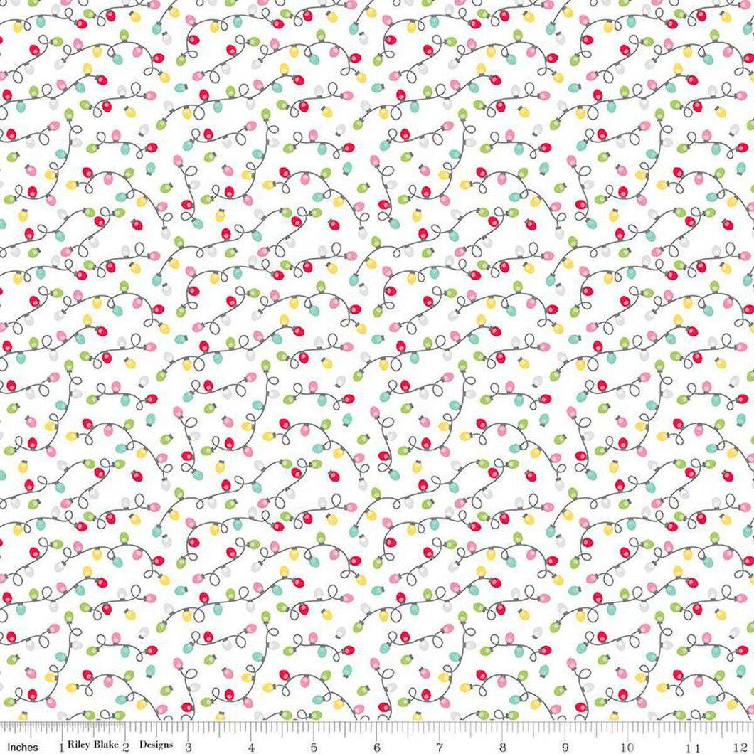 Gingerbread Kisses Lights White Doodlebug Design Inc. Half Yard Fabric