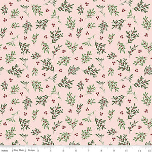 Mistletoe & Holly Mistletoe Ballerina Pink Riley Blake Designs Half Yard Beverly McCullough