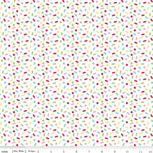 Gingerbread Kisses Sprinkles White Doodlebug Design Inc. Half Yard Fabric