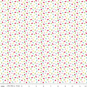Gingerbread Kisses Sprinkles White Doodlebug Design Inc. Half Yard Fabric