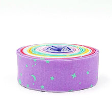 Load image into Gallery viewer, Quilt Binding Tula Pink Scrappy Space Sprinkles Rainbow 1 1/4&quot; Single Fold Binding
