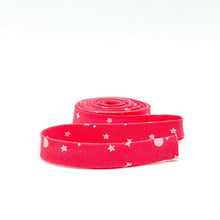 Load image into Gallery viewer, Double Fold Bias Tape 1/2'' True Colors Space Sprinkles Sunburn Red Tula Pink Bias Binding

