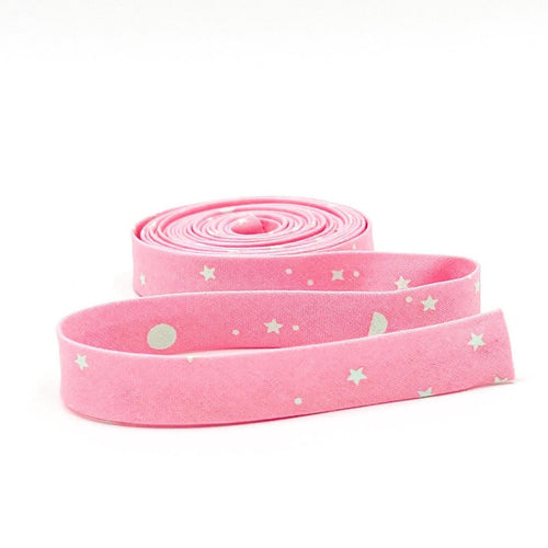 Double Fold Bias Tape 1/2'' True Colors Space Sprinkles Piglet Pink Mint Green Tula Pink Bias Binding