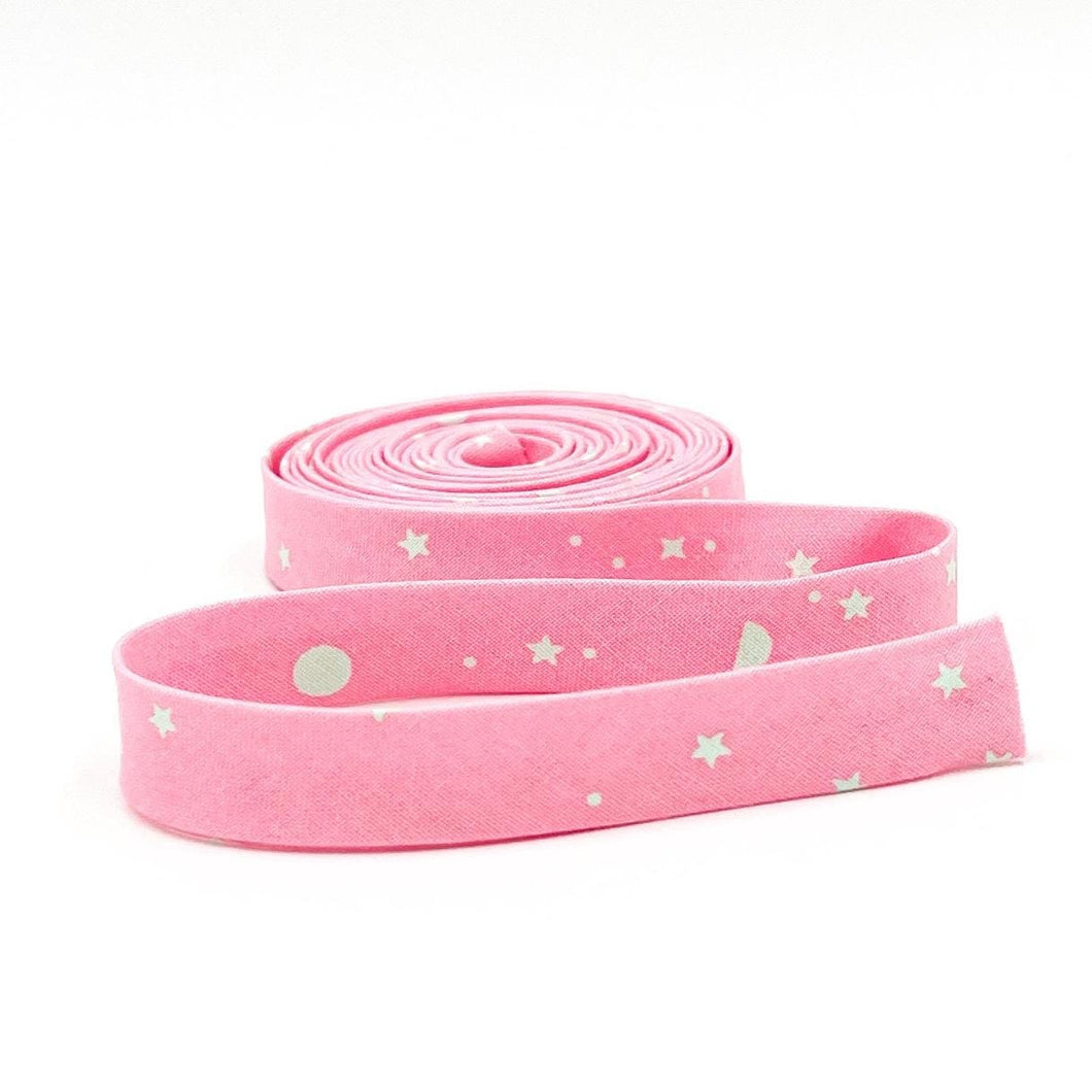 Double Fold Bias Tape 1/2'' True Colors Space Sprinkles Piglet Pink Mint Green Tula Pink Bias Binding