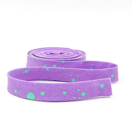 Double Fold Bias Tape 1/2'' True Colors Space Sprinkles Frozen Berry Purple Mint Green Tula Pink Bias Binding