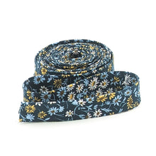 Load image into Gallery viewer, Double Fold Bias Tape 1/2&#39;&#39; Wide Liberty of London Tana Lawn Marguerite Navy Blue/Yellow 3 Yards
