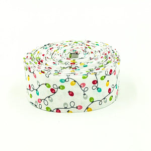Quilt Binding Gingerbread Kisses Christmas Lights White 1 1/4" Wide Single Fold