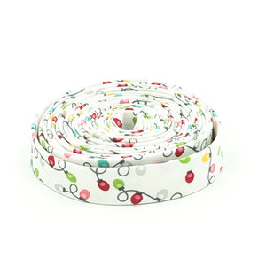 Double Fold Bias Tape 1/2'' Strings of Christmas Lights White