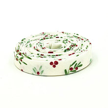 Load image into Gallery viewer, Double Fold Bias Tape 1/2&#39;&#39; Mistletoe &amp; Holly Cream Christmas Bias Tape
